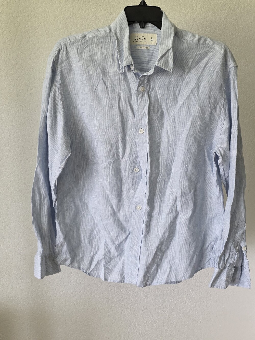 Abercrombie & Fitch A&F Linen Collection Blue Stripe Shirt L 100% Linen